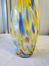 VTG Crystal Clear Murano Style Multi Color Swirl Glassware Vase Made In Italy