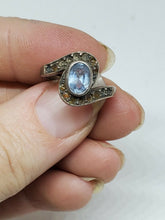 Sterling Silver Blue Topaz Twist Setting Ring Size 6 Missing Stones