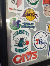 Vintage Framed Basketball Team Stickers 17x13 Wooden Frame