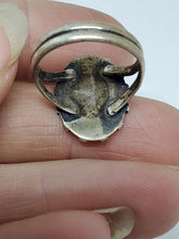 Vintage Sterling Silver Southwest Abalone Scalloped Bezel Ring * Broken Stone *