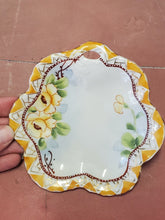Vintage Japanese Scalloped Porcelain Hand Painted Yellow Flower Bowl