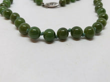 Vintage Sterling Silver Green Jade Hand Knotted Beaded Strand Necklace 19"