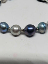 Honora Sterling Silver Blue & White Circle Baroque Pearl Flexible Cuff Bracelet