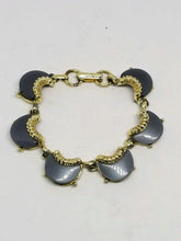 Vintage Gold Tone Blue Gray Thermoset Bracelet