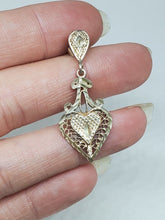 Vintage Sterling Silver Diamond Cut Filigree Swirl Heart Single Earring 925 NF