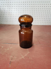 Vintage Apothecary Amber Brown Glass Jar with Bubble Lid Made in Belgium 7"H