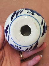 Vintage Porcelain Blue And White Round Holder And Egg Candle
