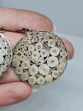 Vintage Sterling Silver Hand Spun Wire Spiral Disc Earrings
