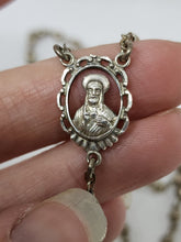 Vintage Sterling Silver Creed Cross Filigree Encased Blue Rhinestone Rosary