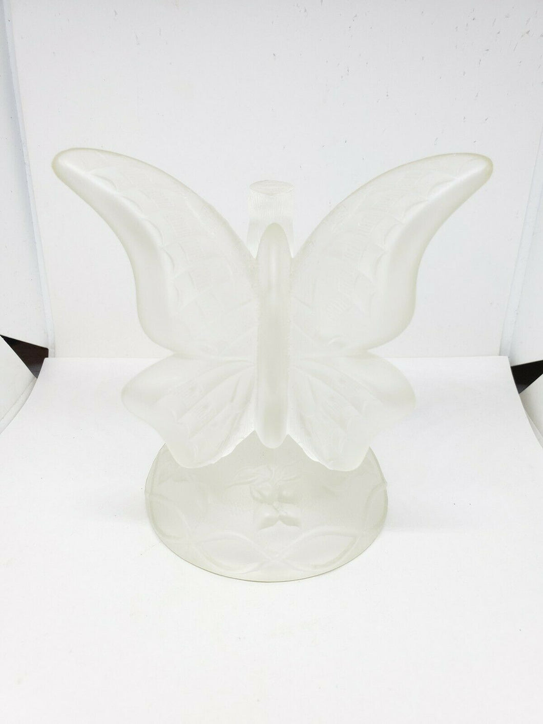 Vintage Fenton Frosted Butterfly Figurine Signed 4 1/2