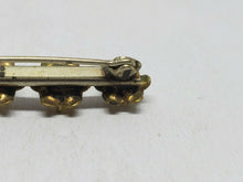 Antique Brass Faux Pearl Flower Bar Brooch C Clasp