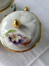 Vintage Limoges France Porcelain Pot De Creme Floral Bird Lidded Cups