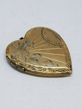 Vintage Sterling Silver Gold Wash Etched Floral Heart Locket Broken Bail
