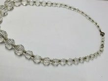 Vintage Clear Glass Checkered Faceted Rhinestone Beaded Necklace 16"