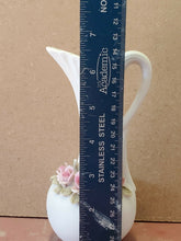Vintage White Porcelain Raised Applied Flowers Ewer Bud Vase