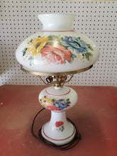 Vintage Milk Glass Floral Gone With The Wind Hurricane Parlor Lamp Electric