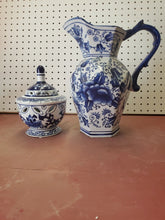 Oriental Style Blue And White Flowers Porcelain Pitcher And Potpourri Jar