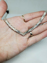 Vintage Sterling Silver IBB 925 Italy Chevron Riccio Chain Angled Necklace