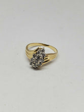 Vintage 14k Yellow Gold Round White Diamond Cluster Bypass Engagement Ring