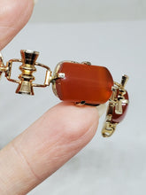 Vintage Gold Tone Rectangular Carnelian Bracelet Wire Frame 6 15/16"