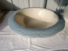 Antique 1840 Germany Ironstone Blue Floral Wash Basin And Pitcher