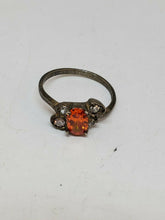 Sterling Silver Orange Tourmaline And White Cubic Zirconia Heart Setting Ring