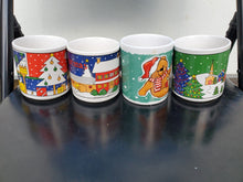 Set Of 4 Vintage Christmas Mugs Porcelain Coffee Cup Set 1 Different