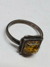 Vintage Sterling Silver Baltic Amber Square Cut Size 8 1/2
