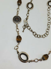 Vintage Premier Designs Daisy Flower And Faceted Topaz Glass Necklace