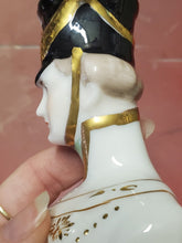 Antique Porcelain Hand Painted French Soldier Bust Figurine Gold Trim