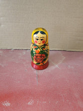Vintage 4 Piece Russian Hand Painted Roses Wooden Nesting Dolls Small Miniature