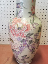 Vintage Hand Painted Macau Pink Flower And Bird Large 18" Vase