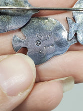 Vintage Great Falls Metal Works Sterling Silver 3 Fish Brooch