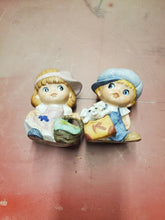 Vintage Homco Kids #1439 Girl With Basket & Boy With Dog Porcelain Figurines