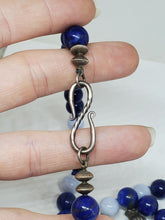 Sterling Silver Lapis Lazuli And Blue Banded Agate Handmade 925 Beaded Necklace