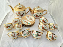 Vintage Chinese Red And White Gold Plated Dragon And Phoenix Double Tea Set
