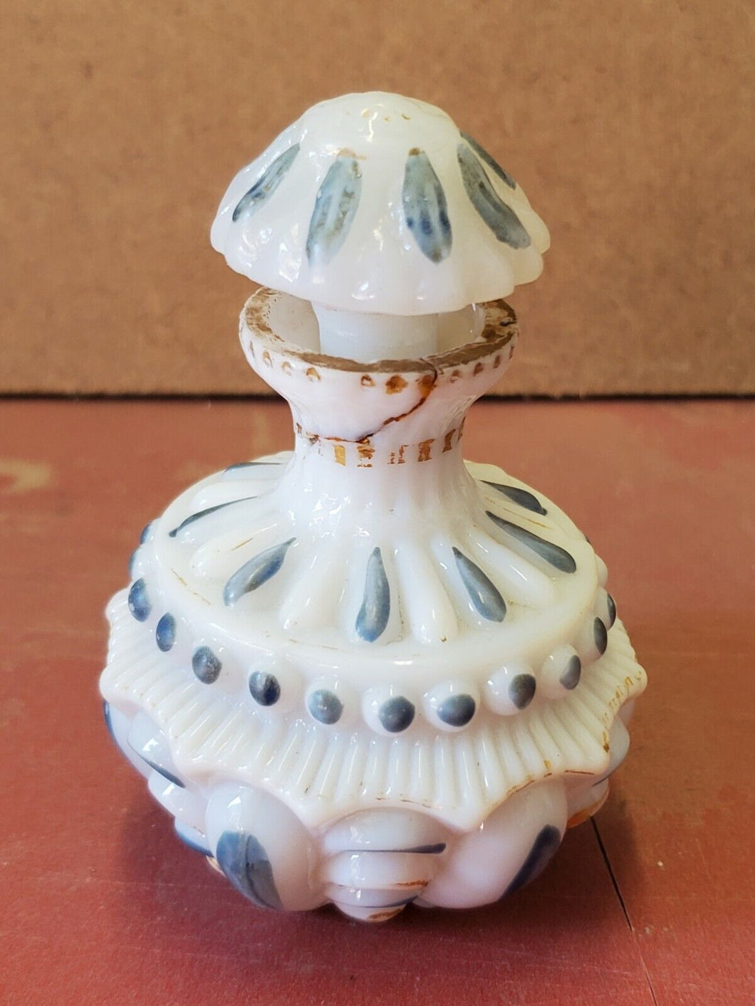 Antique Victorian Translucent Glass Hand Painted Perfume Bottle