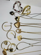 Lot Of Vintage To Now Hearts Theme Costume Jewelry Necklaces Brooches Earrings