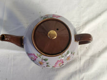 Antique Sadler Brown & White Hand Painted Flower Teapot Staffordshire England