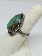Vintage Sterling Silver Navajo Royston Turquoise Twist Wire Accent Ring Size 5.5