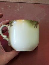 Antique White Hand Painted Flowers Porcelain Shaving Mug Gold Trim