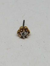 Sterling Silver Gold Plated Vermeil Melee Diamond Flower Single Stud Earring