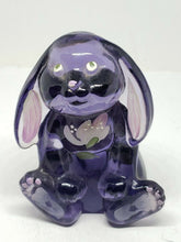 Vintage SIGNED Fenton Purple Glass Handpainted Floral Rabbit Figurine 3.5"