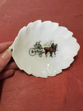 Vintage White Porcelain Horse And Carriage Leaf Shaped Plate