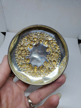 Antique Sterling Silver Repousse Filigree Flower Hand Cut Glass Powder Jar