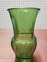 Vintage Green Glass Oval Coin Dot Vase 9 3/8"