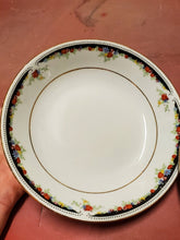 Vtg Pair Of Lynn's Fine China Colorful Flowers Black And Gold Trim Cereal Bowls