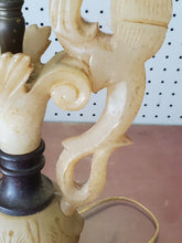 Vintage Carved Alabaster Dragon Ewer Figural Lamp Corded