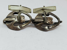Vintage Men's Sterling Silver Isreal Brutalist Abstract Swirl Design Cufflinks