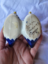 Vintage France Henriot Quimper Double Swan Hand Painted Porcelain Open Salts